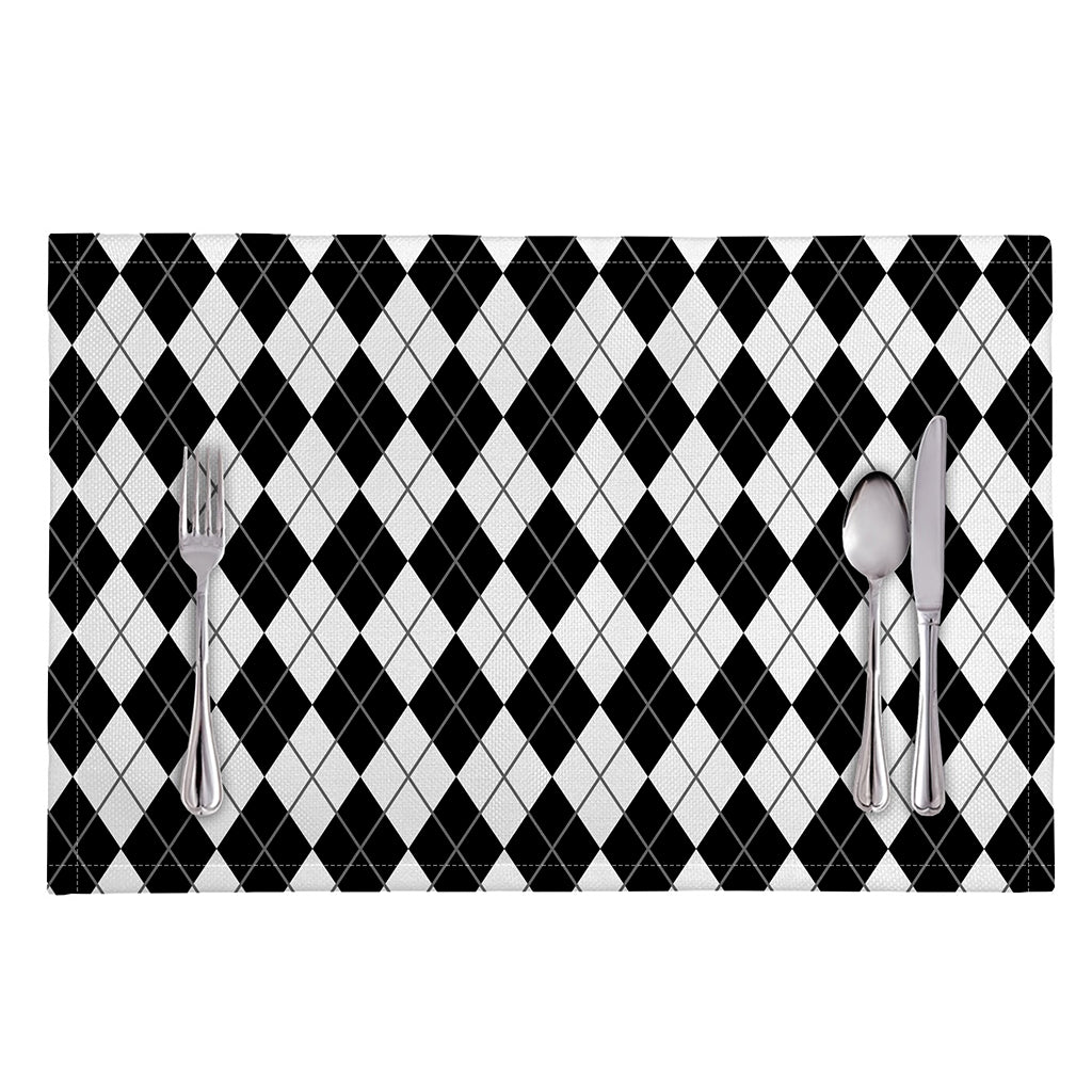 Black And White Argyle Pattern Print Placemat