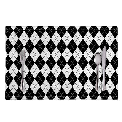 Black And White Argyle Pattern Print Placemat