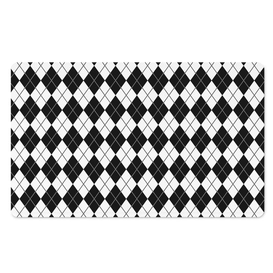 Black And White Argyle Pattern Print Polyester Doormat