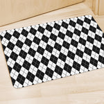 Black And White Argyle Pattern Print Polyester Doormat