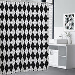 Black And White Argyle Pattern Print Premium Shower Curtain