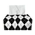 Black And White Argyle Pattern Print Rectangle Tissue Box Cover