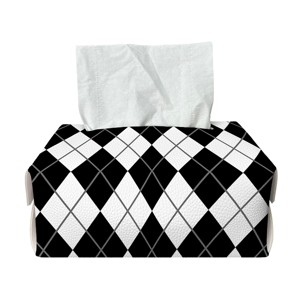 Black And White Argyle Pattern Print Rectangle Tissue Box Cover