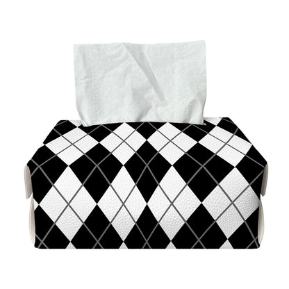 Black And White Argyle Pattern Print Rectangle Tissue Box Cover
