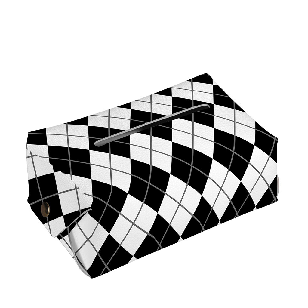 Black And White Argyle Pattern Print Rectangle Tissue Box Cover