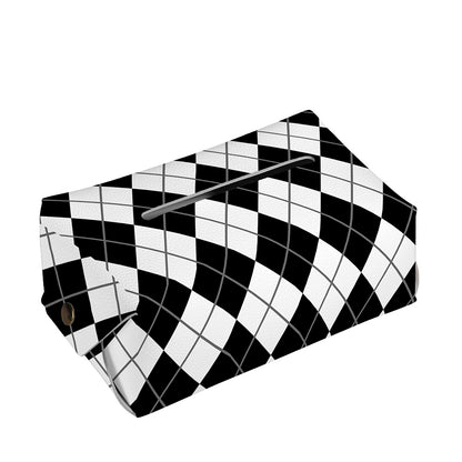 Black And White Argyle Pattern Print Rectangle Tissue Box Cover