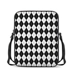Black And White Argyle Pattern Print Rectangular Crossbody Bag