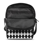 Black And White Argyle Pattern Print Rectangular Crossbody Bag
