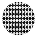 Black And White Argyle Pattern Print Round Blanket
