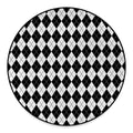 Black And White Argyle Pattern Print Round Floor Mat