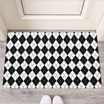 Black And White Argyle Pattern Print Rubber Doormat