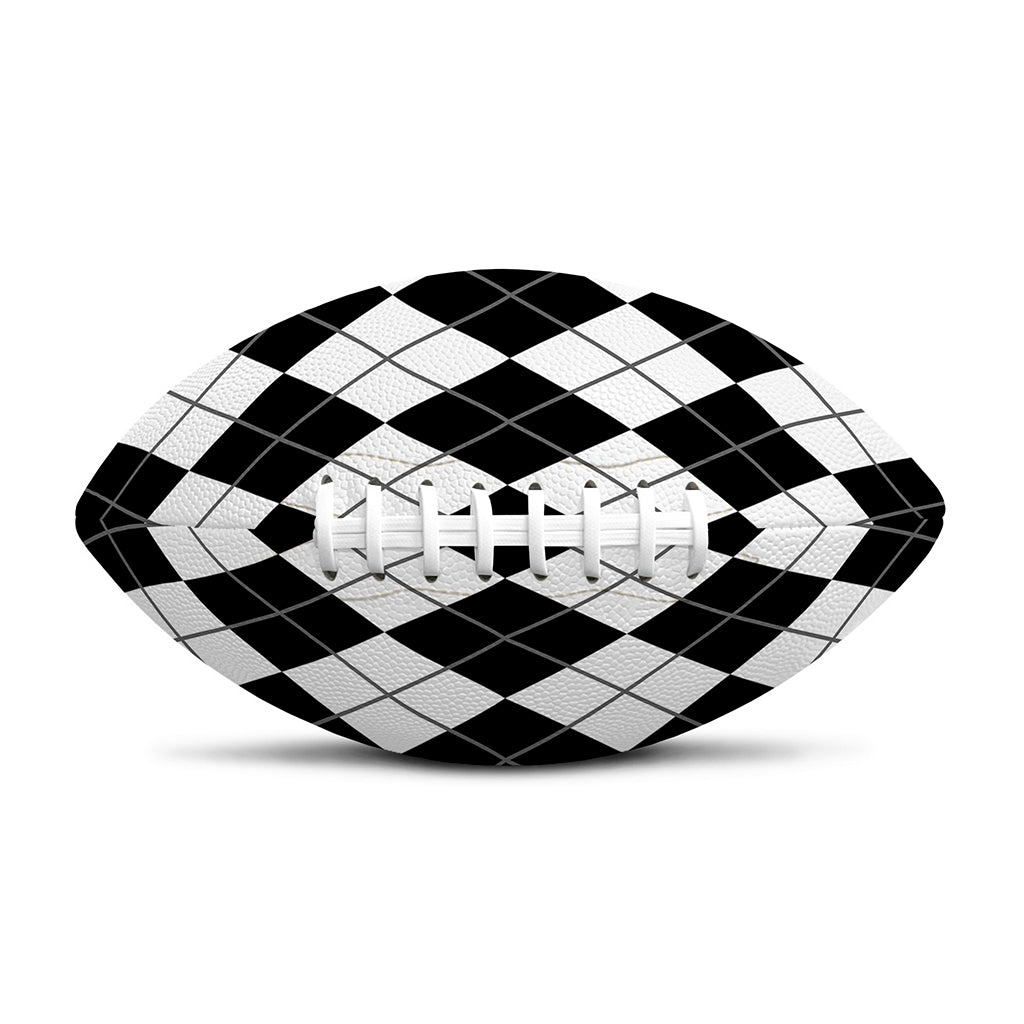 Black And White Argyle Pattern Print Rugby Ball