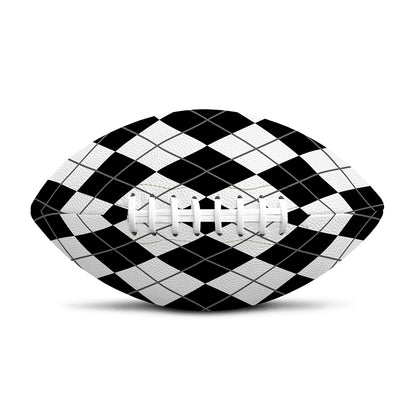 Black And White Argyle Pattern Print Rugby Ball