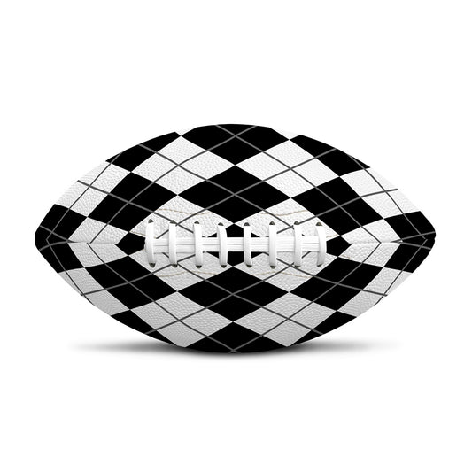 Black And White Argyle Pattern Print Rugby Ball