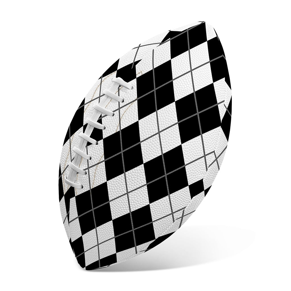 Black And White Argyle Pattern Print Rugby Ball