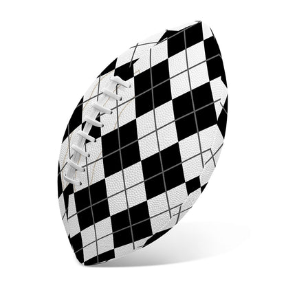 Black And White Argyle Pattern Print Rugby Ball