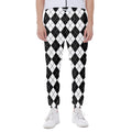 Black And White Argyle Pattern Print Joggers