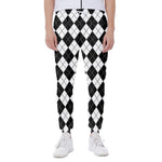 Black And White Argyle Pattern Print Scuba Joggers