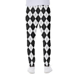 Black And White Argyle Pattern Print Scuba Joggers
