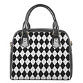 Black And White Argyle Pattern Print Shoulder Handbag