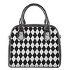 Black And White Argyle Pattern Print Shoulder Handbag