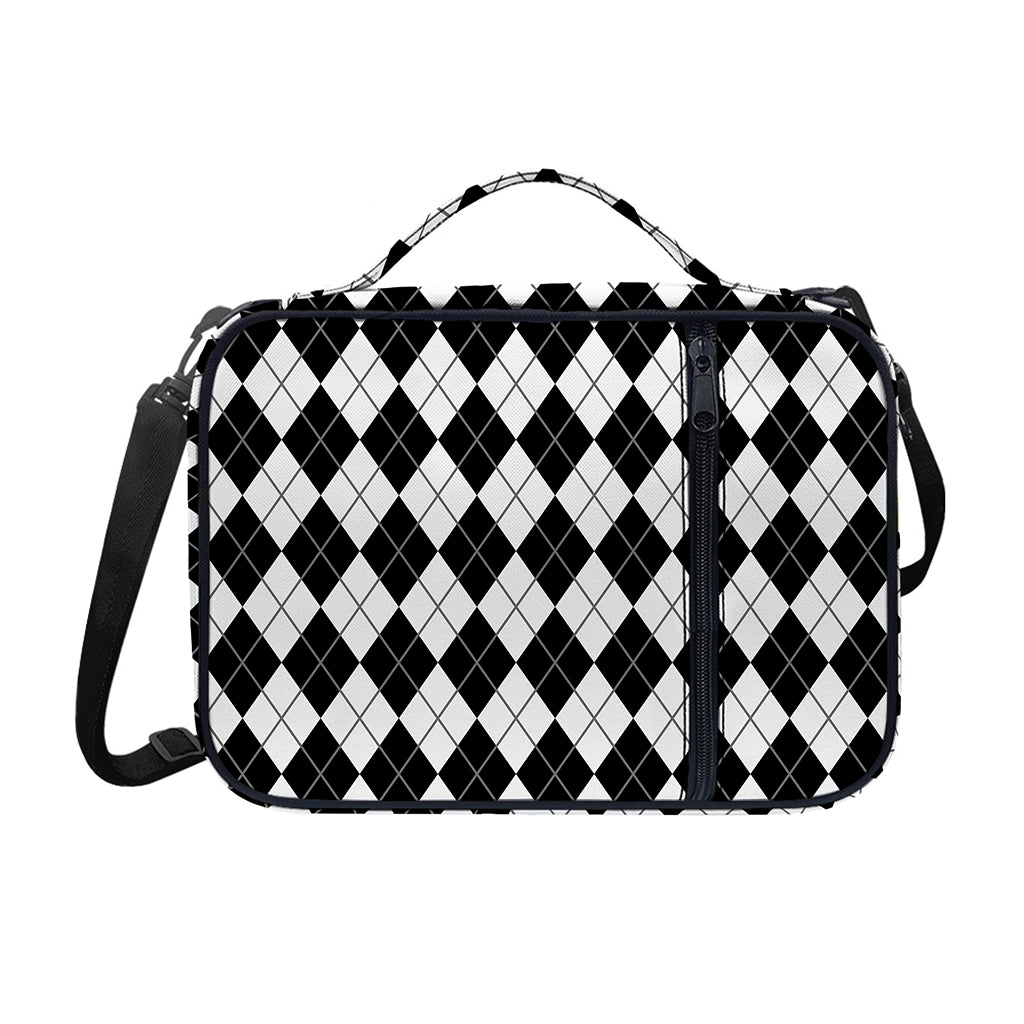 Black And White Argyle Pattern Print Shoulder Strap Bible Bag