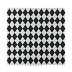 Black And White Argyle Pattern Print Silk Bandana