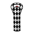 Black And White Argyle Pattern Print Single Neoprene Wine Tote