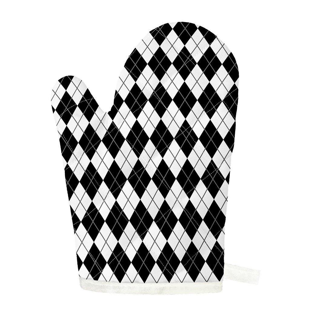 Black And White Argyle Pattern Print Single Oven Mitt