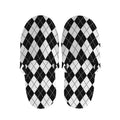 Black And White Argyle Pattern Print Slippers