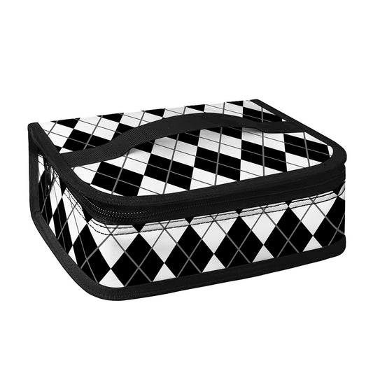Black And White Argyle Pattern Print Small Lunch Bag