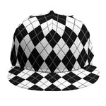 Black And White Argyle Pattern Print Snapback Cap