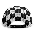 Black And White Argyle Pattern Print Snapback Cap