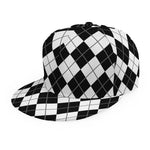 Black And White Argyle Pattern Print Snapback Cap