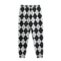 Black And White Argyle Pattern Print Sweatpants
