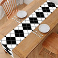 Black And White Argyle Pattern Print Table Runner
