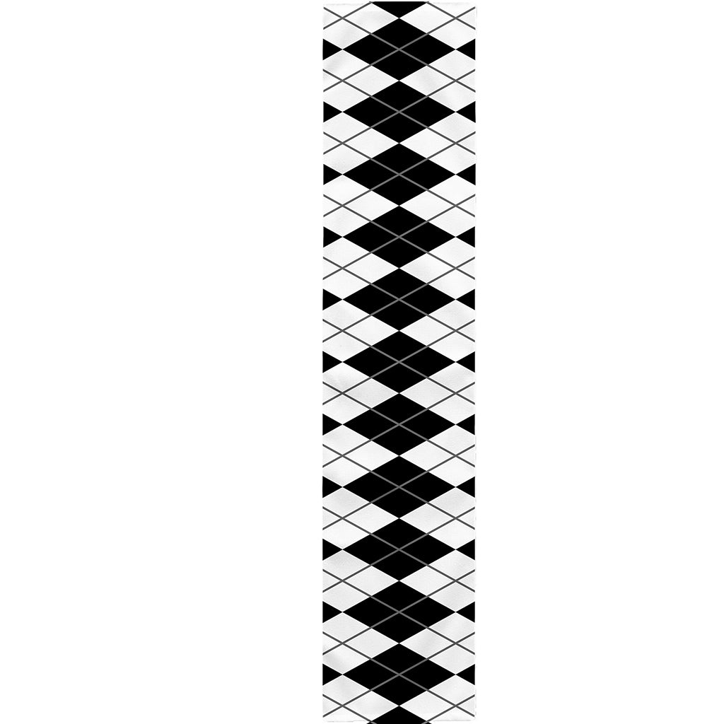 Black And White Argyle Pattern Print Table Runner