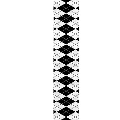 Black And White Argyle Pattern Print Table Runner