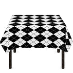 Black And White Argyle Pattern Print Tablecloth