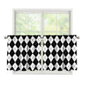 Black And White Argyle Pattern Print Tier Curtains
