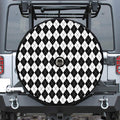 Black And White Argyle Pattern Print Tire Cover With Camera Hole