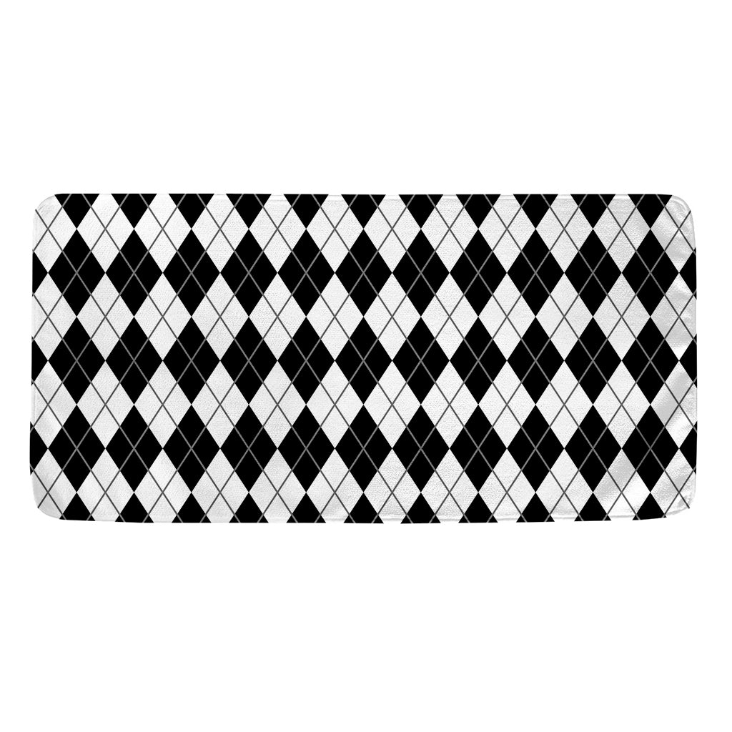 Black And White Argyle Pattern Print Towel