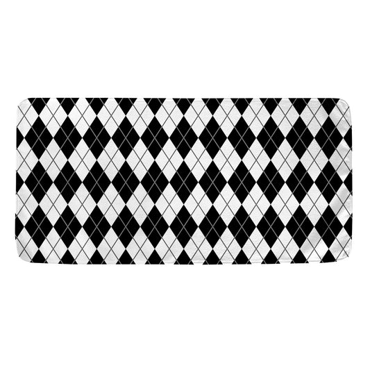 Black And White Argyle Pattern Print Towel