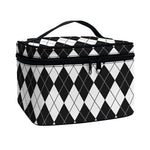Black And White Argyle Pattern Print Travel Makeup Bag