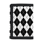 Black And White Argyle Pattern Print Trifold Wallet