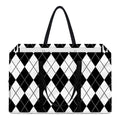 Black And White Argyle Pattern Print Utility Tote Bag