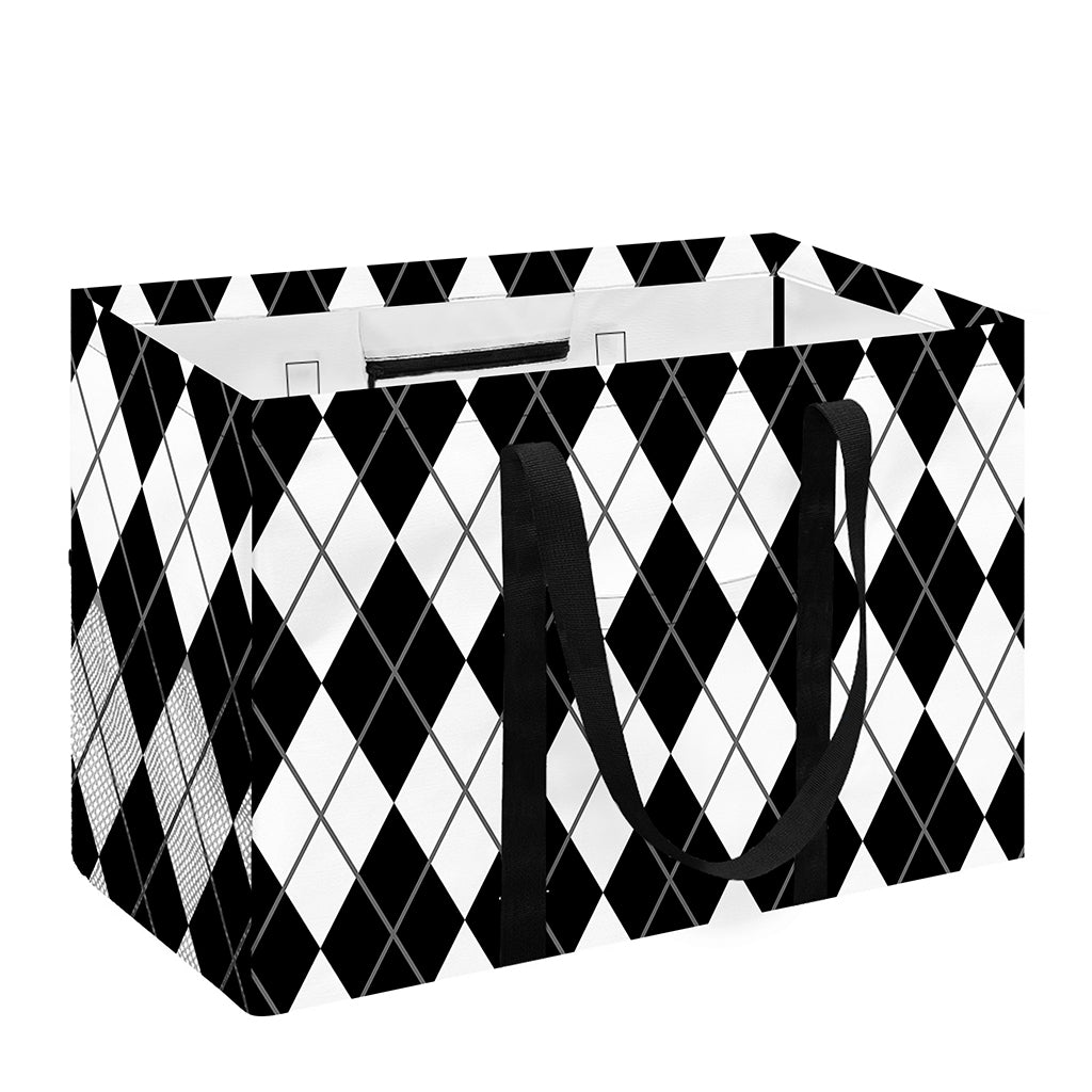 Black And White Argyle Pattern Print Utility Tote Bag