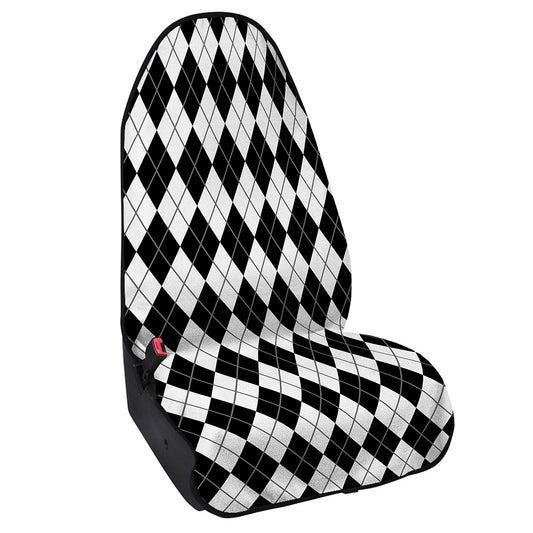 Black And White Argyle Pattern Print Waterproof Car Seat Cover