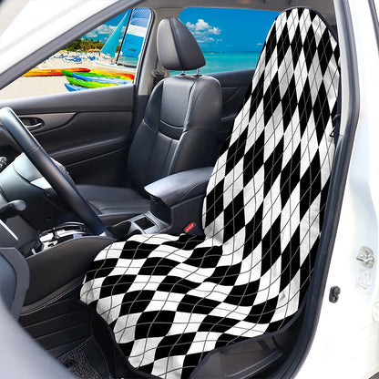 Black And White Argyle Pattern Print Waterproof Car Seat Cover