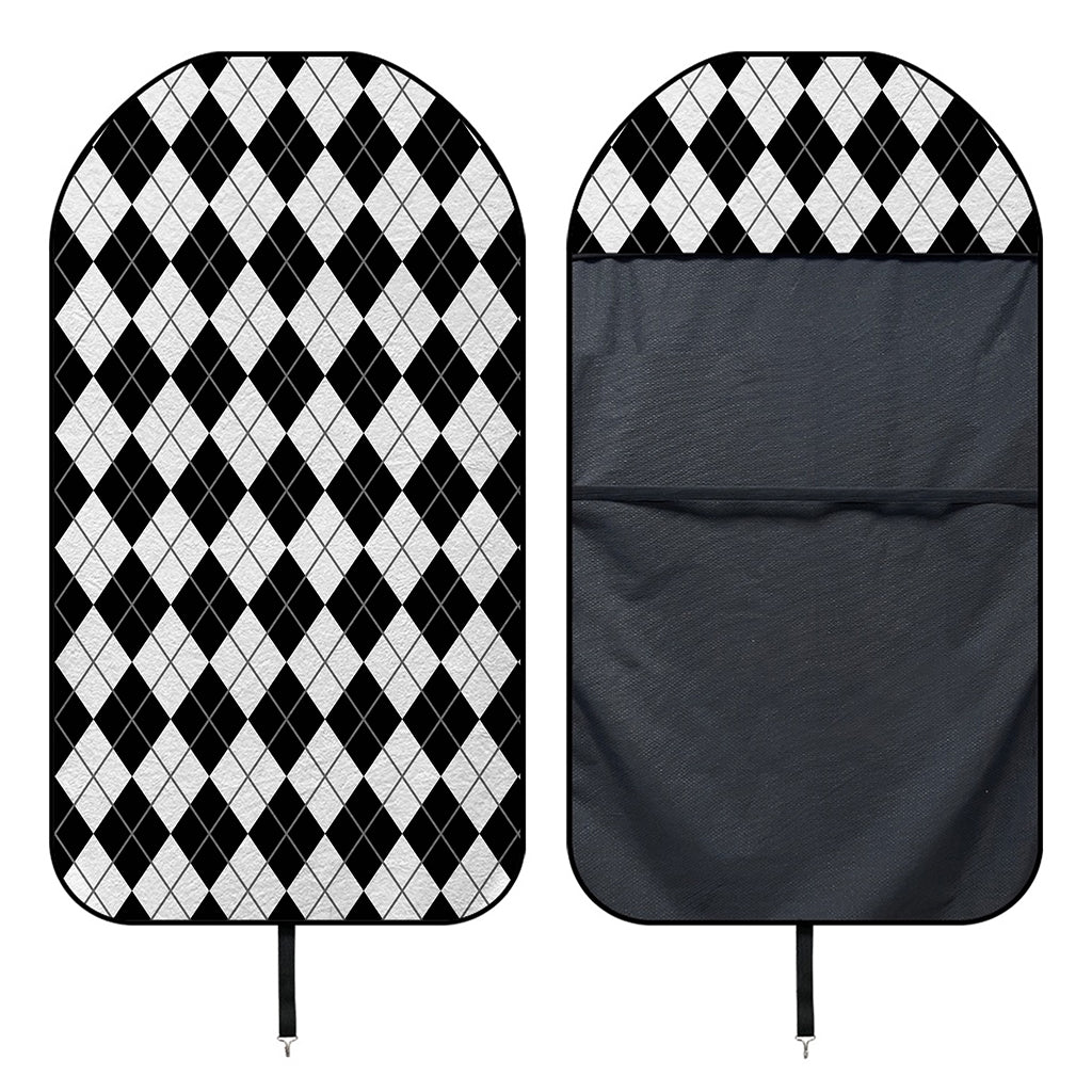 Black And White Argyle Pattern Print Waterproof Car Seat Cover